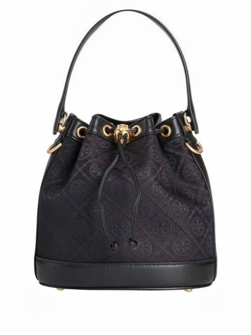 Tory Burch T Monogram Jacquard Bucket Bag Black